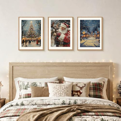 Aryroi Large Enchanting Christmas Framed Canvas Wall Art Set- 12"x16"x3 - color: Enchanting Christmas Scene Wall Art, size: 12"L x 16"W