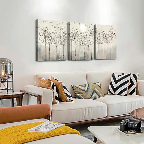 Lapremoly Wall Decorations for Living Room - Canvas Art for Bedroom Office - Trees and Birds Abstract Paintings View Prints - Modern Room Home Decor 3 Piece - color: Trees And Birds Paintings, size: 16L" x 12W"
