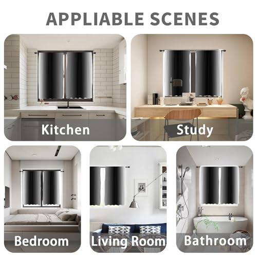 Black Grey Curtains, Ombre, 2 Panels, 42" W x 63" L, Rod Pocket - color: Black, size: 42"W x 63"L (Pack of 2)