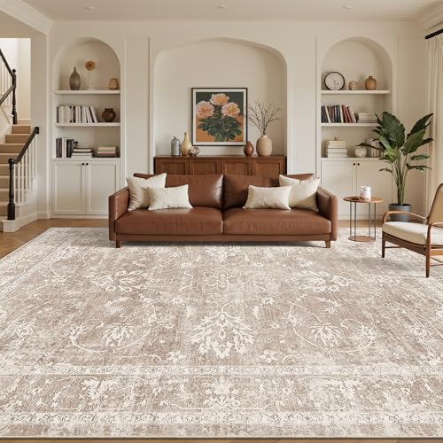 Madane 8x10 Area Rugs for Living Room, Washable Natural Rug Brown/Sand - color: Brown/Sand, size: 8' x 10' (Rectangular)