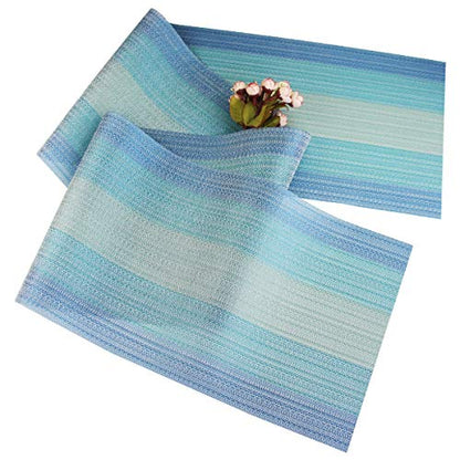 PIGCHCY 72 inches Table Runner,Table Centerpiece, Heat Resistant Vinyl Woven Washable Table Mats Sets (Coastal Blue) - color: Gradient: Blue Coastal, size: 1 Table Runner