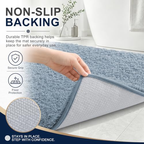 OLANLY Microfiber Bathroom Rugs 36x24, Ultra Soft Bath Mat, Airy Blue - color: Airy Blue, size: 36" X 24"