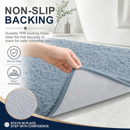 OLANLY Microfiber Bathroom Rugs 36x24, Ultra Soft Bath Mat, Airy Blue - color: Airy Blue, size: 36" X 24"