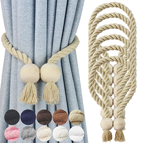 Magnetic Curtain Tiebacks Decorative Tie Back Drapes Holdbacks Nieffeiy - color: Dark Beige