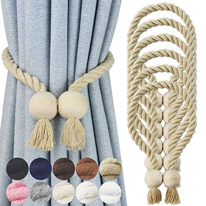 Magnetic Curtain Tiebacks Decorative Tie Back Drapes Holdbacks Nieffeiy - color: Dark Beige