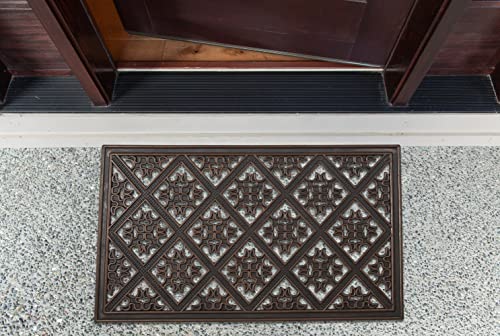 DII High Traffic All-Weather Rubber Doormat, 18x30, Welcome Scroll - color: Brown Diamond Lattice, size: 1'6" x 2'6" (Rectangular)