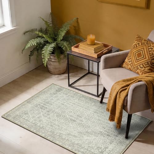 Keen Home Design Vintage Washable Entryway Rug, Non-Slip Low Pile, 2x3 - color: Dark Beige, size: 2' x 3' (Rectangular)