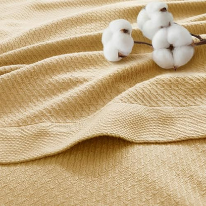 Madison Park 100% Egyptian Cotton Twin Size Bed Blanket for Summer Mustard - color: Mustard, size: Twin