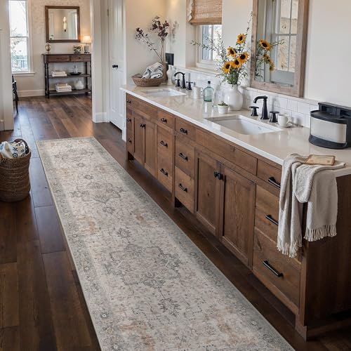 BESBLEE 2'6"x12' Washable Runner Rug Non Slip for Hallway Light Taupe Brown - color: Light Taupe Brown, size: 2'6" x 12' (Runner)