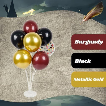 60pcs Black Burgundy and Gold Balloons 12inch with Confetti Balloons - color: Black Red Gold