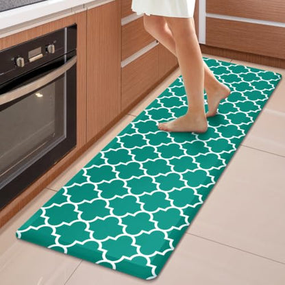 WISELIFE Kitchen Mats and Rugs Cushioned Anti-Fatigue, 17.3"x 60", Green - color: Stylish Green, size: 60"L x 17.3"W x 0.5"Th