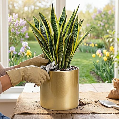 10 Inch Gold Metal Plant Pot with Drainage Hole, Indoor Outdoor - color: 10 Inch Golden