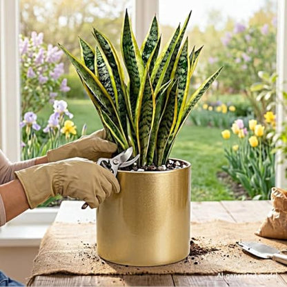 10 Inch Gold Metal Plant Pot with Drainage Hole, Indoor Outdoor - color: 10 Inch Golden