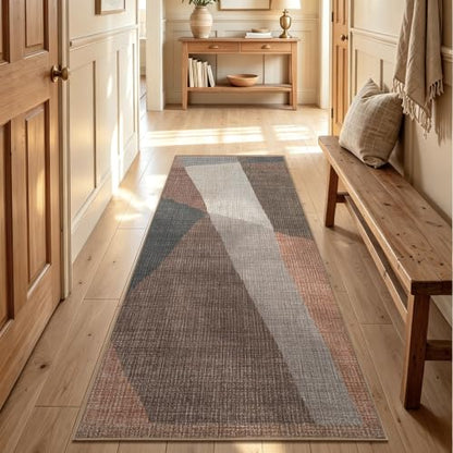 YIHOUSE Hallway Runner Rug, Machine Washable Non-Slip Low Pile,Brown,2x6 ft - color: Brown, size: 2' x 6' (Rectangular)