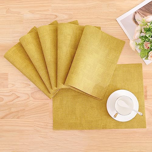 Homaxy PU Faux Leather Placemats for Dining Table, Set of 6, Yellow - color: Yellow