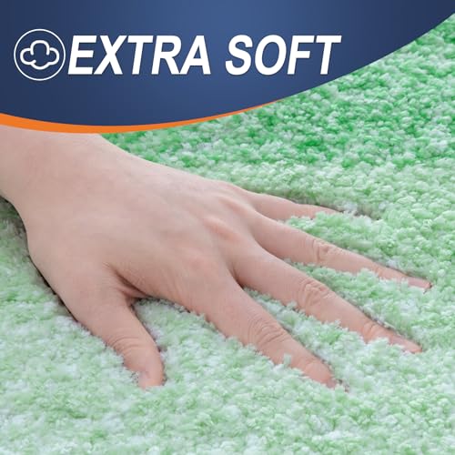 OLANLY Small Bathroom Rugs 24x16, Extra Soft Absorbent Microfiber Bath Rugs - color: Green, size: 24" X 16"