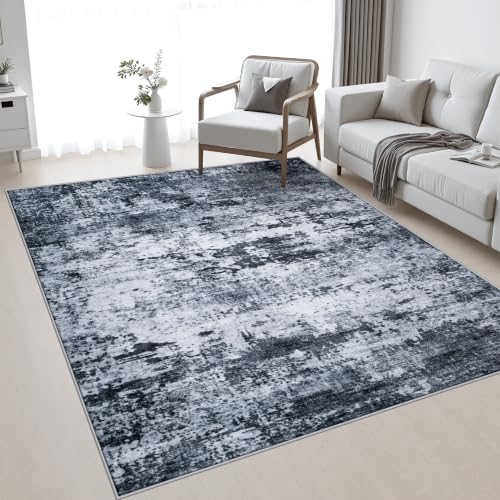 Area Rug Living Room: 4x6 Modern Washable Indoor Carpet Black - color: Black, size: 4' x 6' (Rectangular)