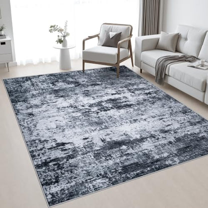 Area Rug Living Room: 4x6 Modern Washable Indoor Carpet Black - color: Black, size: 4' x 6' (Rectangular)