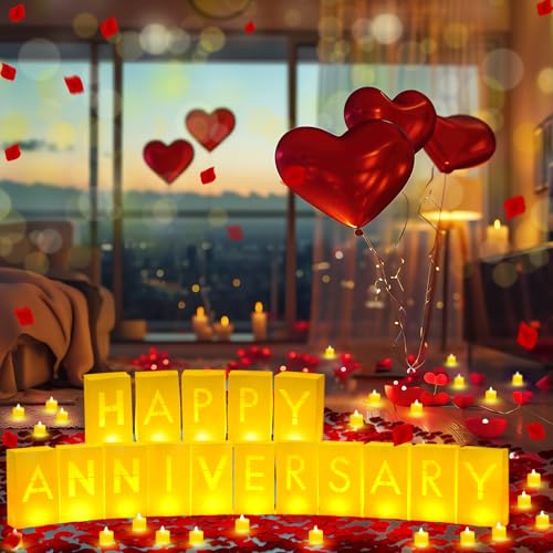 Aurelema 6088 Pcs Happy Anniversary Light up Letters Sign Sets - style: Happy Anniversary