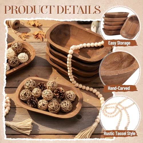LemonRoad 12 Pcs Wooden Dough Bowl Making Wood Beads Table