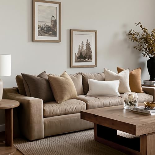 MIULEE Neutral Brown Boho Linen Pillow Covers 18x18 Inch Pack of 4 - color: Neutral Brown, size: 18" x 18" (Pack of 4)