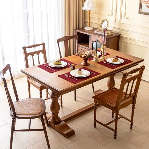 KXN Placemats Set of 4, Durable Dual-Layer Fabric Table Mats, Red - color: Red