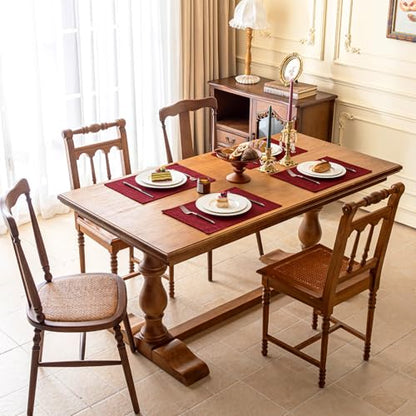 KXN Placemats Set of 4, Durable Dual-Layer Fabric Table Mats, Red - color: Red