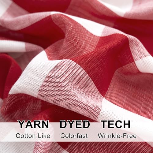 Red Check Kitchen Tier Curtains Small Short Semi Sheer Café Curtains 27x24" - color: Red and White, size: 24"W x 24"L (Pack of 2)