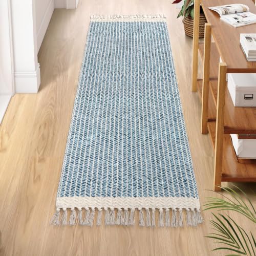 Lahome Boho Bathroom Runner Rug, 2x6 Washable Rugs for Kitchen Hallway - color: Blue/Multi, size: 2' x 6' (Runner)