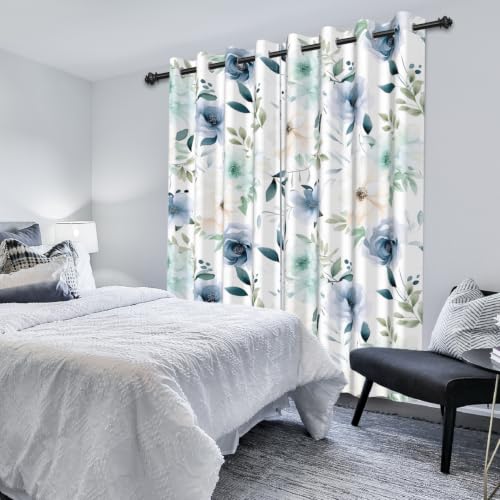 Floral Blackout Curtains for Bedroom & Living Room, 52x84 Inch - color: Floral-c