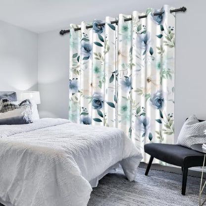Floral Blackout Curtains for Bedroom & Living Room, 52x84 Inch - color: Floral-c