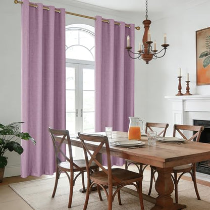 Faux Linen 100% Blackout Curtains, 52" W x 72" L (2 Panels) - color: Light Purple, size: 52"W x 72"L (Pack of 2)
