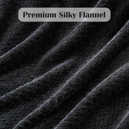NEWCOSPLAY Fleece Leaves Pattern Twin Blanket, Black, 60"x80" - color: Black, size: Twin(60"x80")