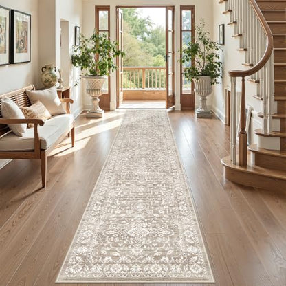 Soalmost Runner Rug Non-Slip for Hallway 2x10, Washable Soft Kitchen Rug - color: Light Brown, size: 2' x 10' (Runner)