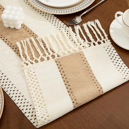 Boho Brown Table Runner, 12x72 Inches - color: Brown, size: 12" x 72"
