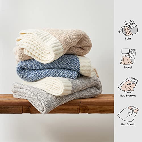 Snuggle Sac Queen Size Bedding Blankets, Super Soft Warm Oversized Bed Blankets Cozy Knit Fuzzy Blankets for Bed, Heather Beige, 90x90 inches - color: Heather Beige, size: Queen (90"x90")