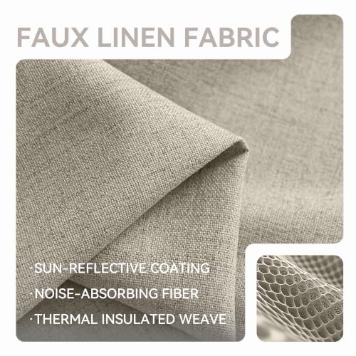 PFAS Free Natural Linen Curtains 63 inch Length 2 Panels Set 100% Blackout Long Drapes for Bedroom Living Room Blackout Darkening Curtain Thermal Insulated (52x63 inch,Natural) - color: Natural, size: 52"W x 63"L (Pack of 2)