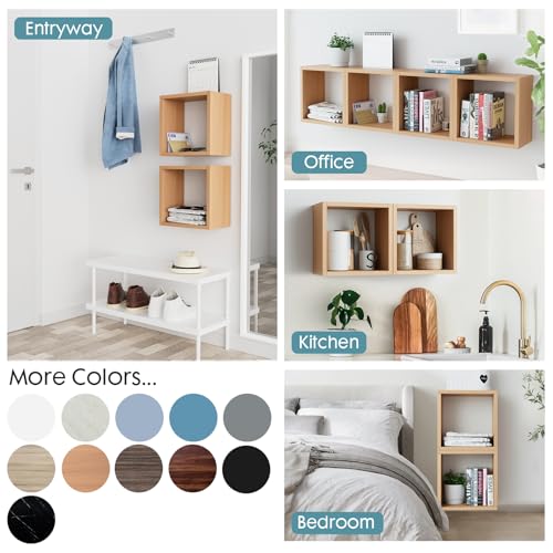 Kaboon Cube Floating Shelves Set2, Display Shelves Wall Mount 7.75" D x 12.5" W x 12.5" H, (Cyan, Square 2 Cubes) - color: Light Walnut, size: Square-Set2