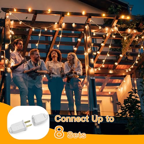 Ollny Outdoor String Lights, 100FT LED Patio Lights Waterproof White Wire - color: White Wire, size: 100FT-Warm White