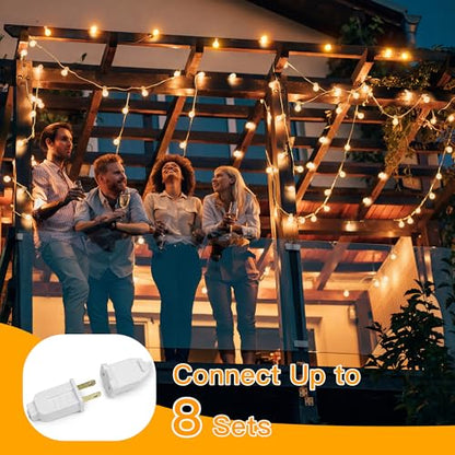 Ollny Outdoor String Lights, 100FT LED Patio Lights Waterproof White Wire - color: White Wire, size: 100FT-Warm White