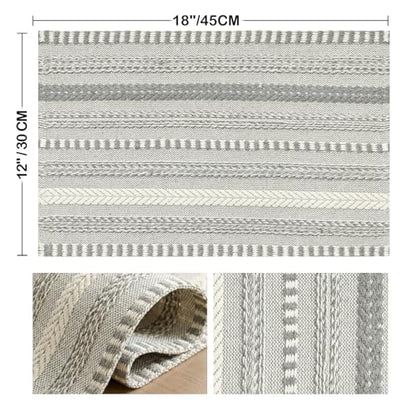 Artoid Mode Dark Grey Woven Braided Stripe Placemats Set of 4-12x18 Inch - color: Dark Grey, size: 12" x 18", 4 Pcs