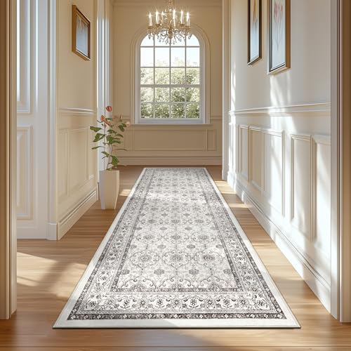 jinchan 3x8 Vintage Floral Runner Rug, Washable Rug, Beige - color: Multi Beige, size: 3' x 8' (Rectangular)
