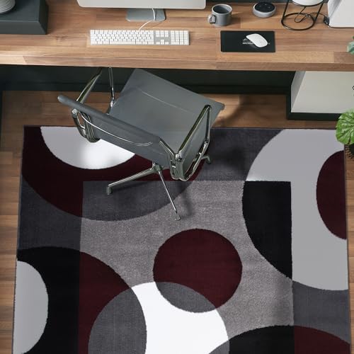 Rugshop Circles Modern Geometric Non-Shedding Area Rug Burgundy 3'3" x 5' - size: 3'3" x 5'3" (Rectangular)