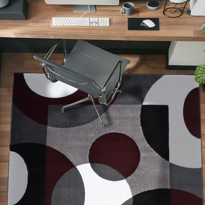 Rugshop Circles Modern Geometric Non-Shedding Area Rug Burgundy 3'3" x 5' - size: 3'3" x 5'3" (Rectangular)