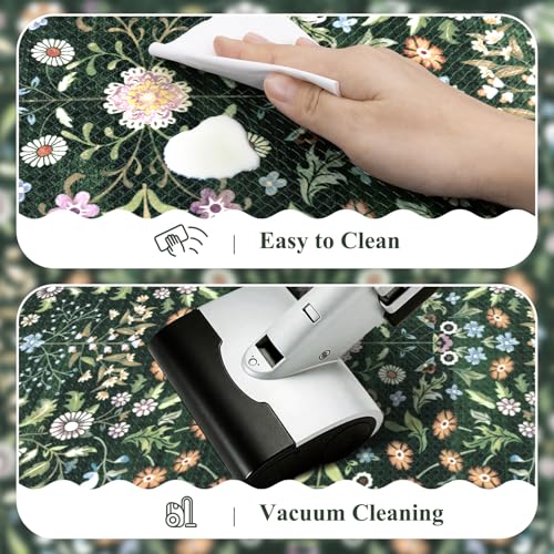 Yamaziot Boho Anti Fatigue Kitchen Rug Set of 3 Scalloped Non-Slip, Green - color: Green & Black, size: 17.3"x29"+17.3"x35"+17.3"x47"