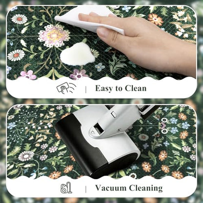 Yamaziot Boho Anti Fatigue Kitchen Rug Set of 3 Scalloped Non-Slip, Green - color: Green & Black, size: 17.3"x29"+17.3"x35"+17.3"x47"