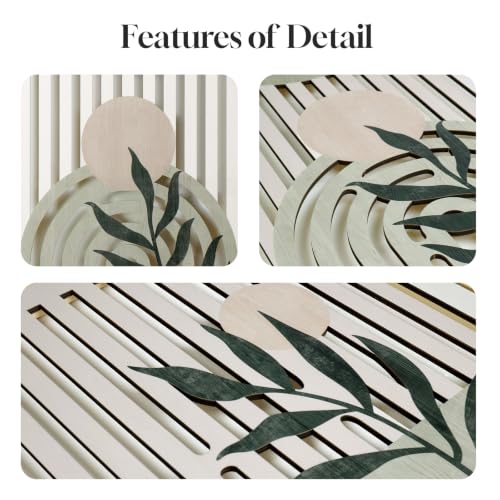 Large Framed Boho Cutout Carved Wood Wall Art for Living Room, 24x36 Inch - color: Saga Green