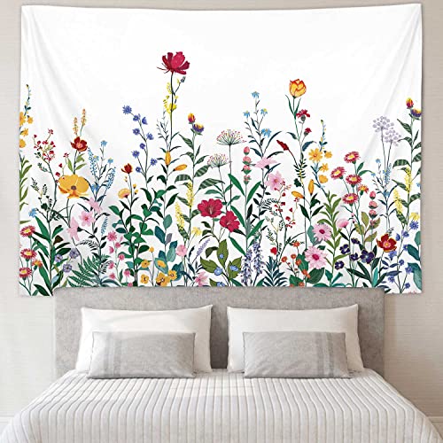 RosieLily Floral Wall Tapestry, Colorful Wildflower Nature Wall Hanging, Botanical Vintage Spring Tapestry for Bedroom & Living Room, 59" x 79" Inches - color: Flower, size: 79"L x 59"W