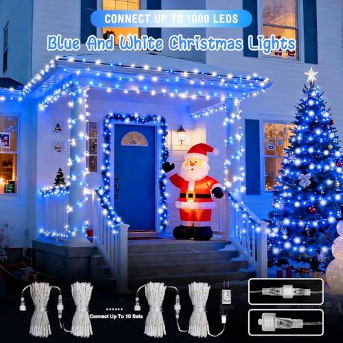 JMEXSUSS 2 Pack 100 LED Blue and White Christmas Lights - color: Blue White, size: 200 LED