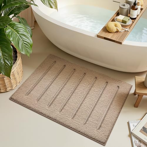 LUMI Ultra Soft Bathroom Rugs Absorbent, Non Slip Bath Mat 20x32, Beige - color: Beige, size: 20" X 32"